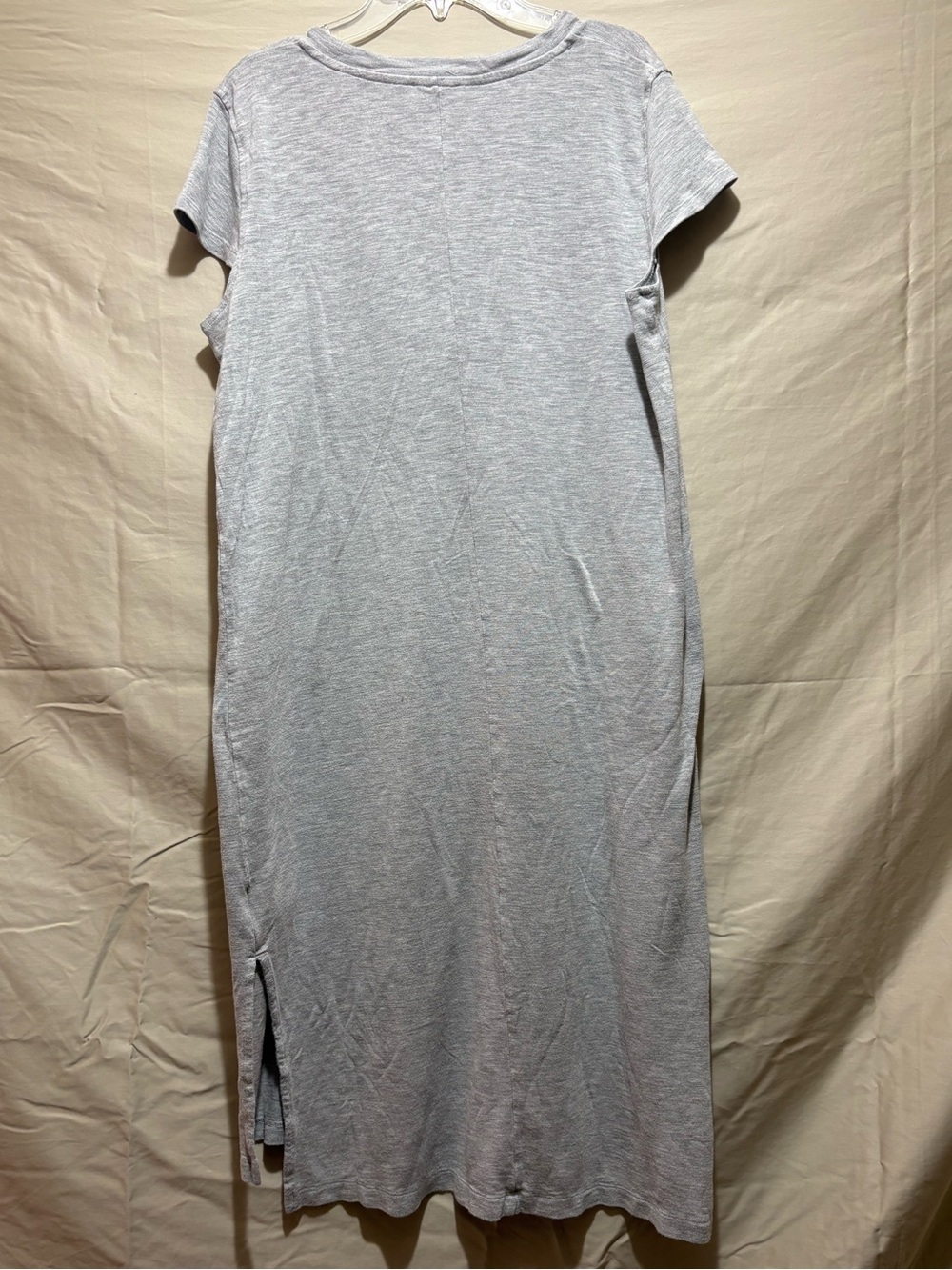 Jessica Simpson Size XL Heather Gray Short-Sleeve Midi Tee Dress with Side Slit - Picture 3 of 5